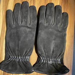 Isotoner Vintage Black LEATHER GLOVES Thinsulate Wrist Elastic Women's Sz Med